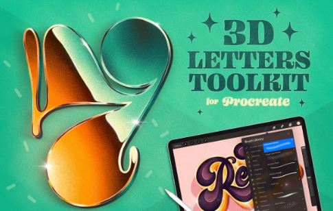CreativeMarket 3D Letters Toolkit for Procreate Download